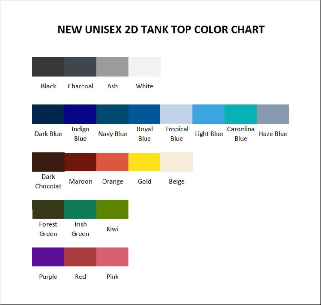 tank top color chart - Jujutsu Kaisen Gifts