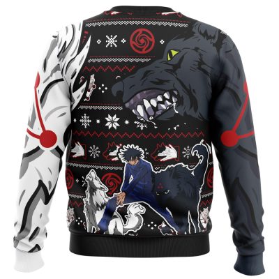 Megumi Divine Dogs JK Ugly Christmas Sweater BACK mockup - Jujutsu Kaisen Gifts