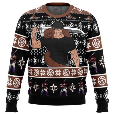 Sorcerer Killer Toji Fushiguro JKPC Ugly Christmas Sweater FRONT mockup - Jujutsu Kaisen Gifts