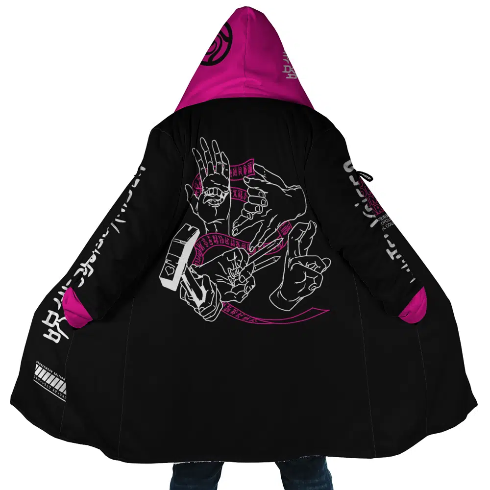 Pink Gojo JK AOP Hooded Cloak Coat MAIN Mockup - Jujutsu Kaisen Gifts