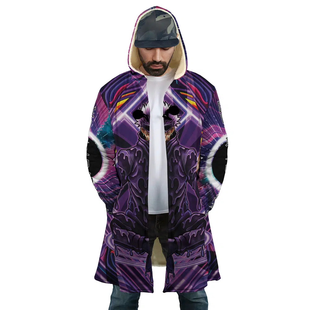 drippy-gojo-Hooded-Cloak-Coat-front drippy gojo Hooded Cloak Coat front - Jujutsu Kaisen Gifts