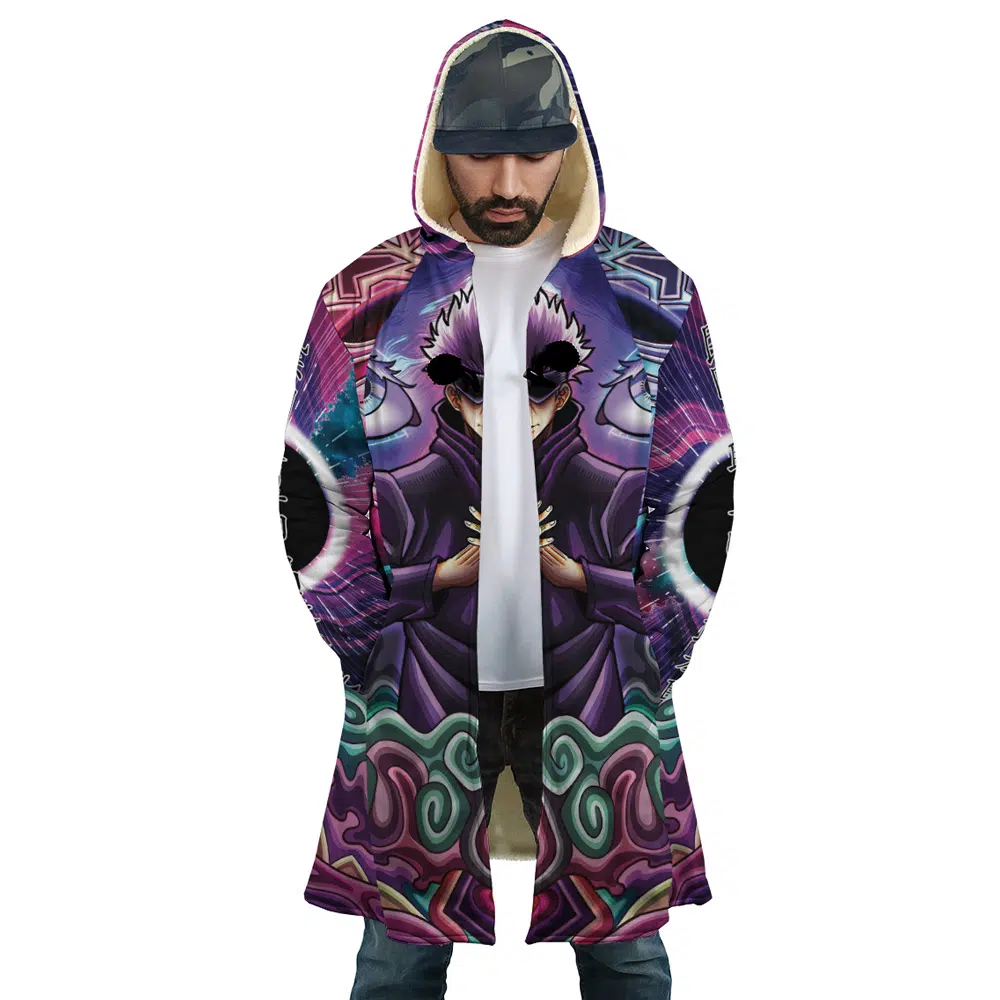 gojo-Hooded-Cloak-Coat-front gojo Hooded Cloak Coat front - Jujutsu Kaisen Gifts