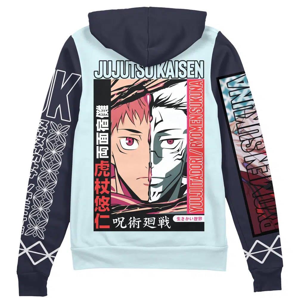 itadorixsukuna Zip Hoodie Back Mockup - Jujutsu Kaisen Gifts
