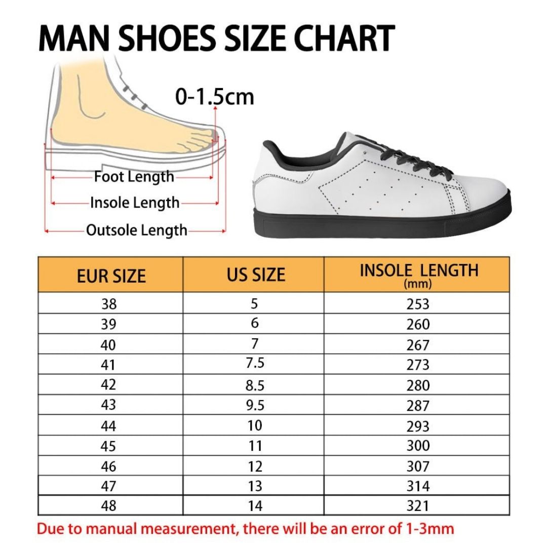 Skate Man Shoes Size Chart - Jujutsu Kaisen Gifts